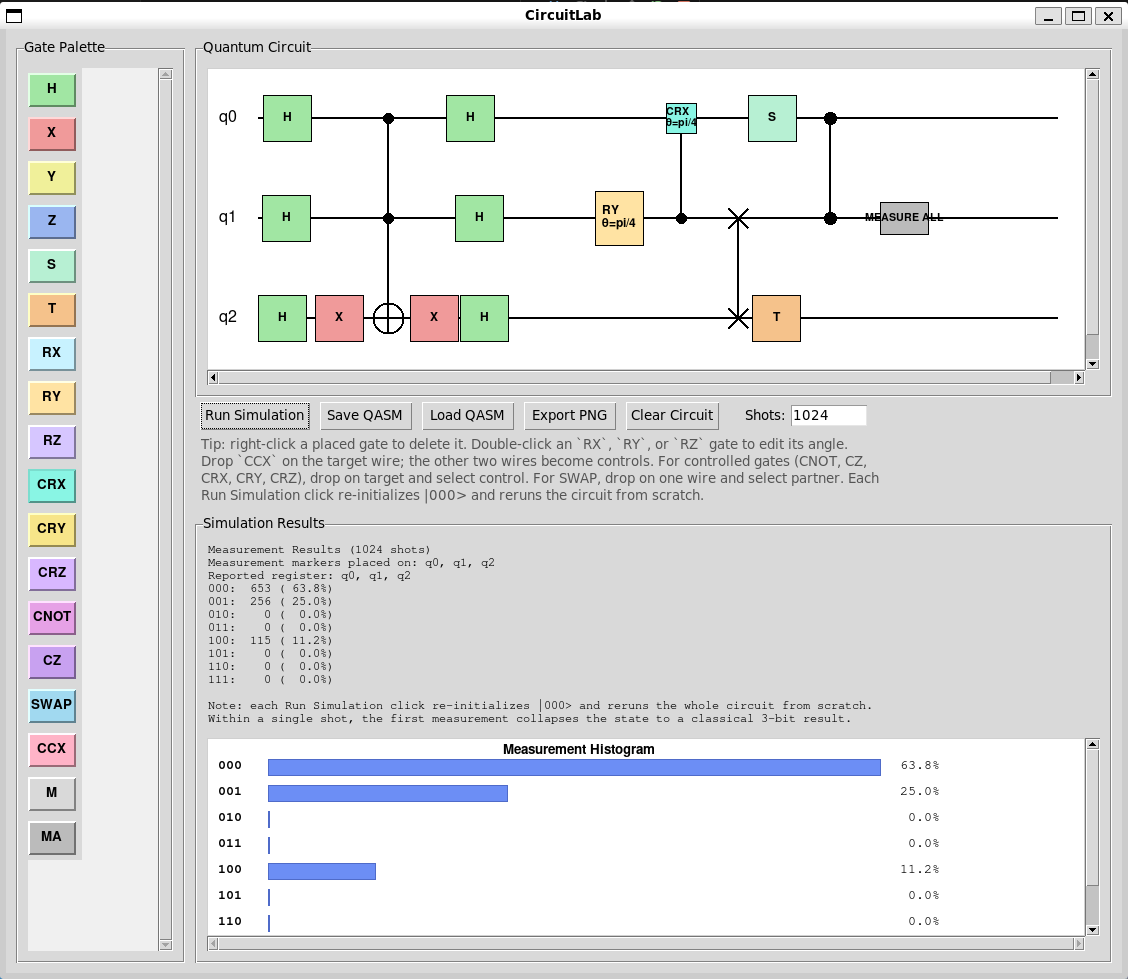 QuantumCircuitLab demo — drag-and-drop circuit builder